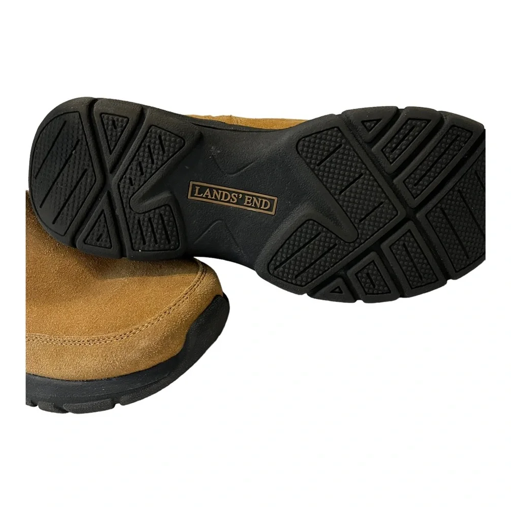 Lands’ End Suede Quilted Zip Tan On Boots size 7 Medium